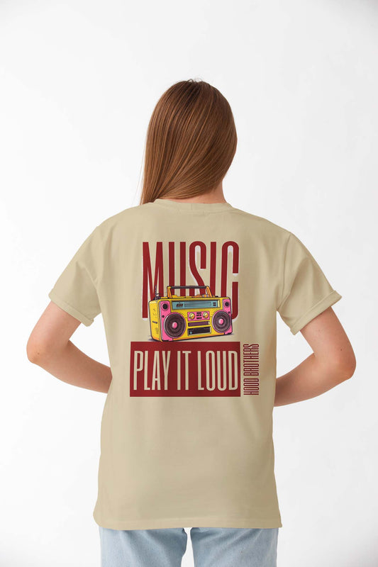 Music Play it Loud Oversized T - Shirt : Effortlessly Stylish (skin)